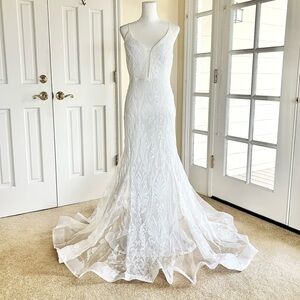 Figure Flattering Mermaid Wedding Dress with Flowy Train